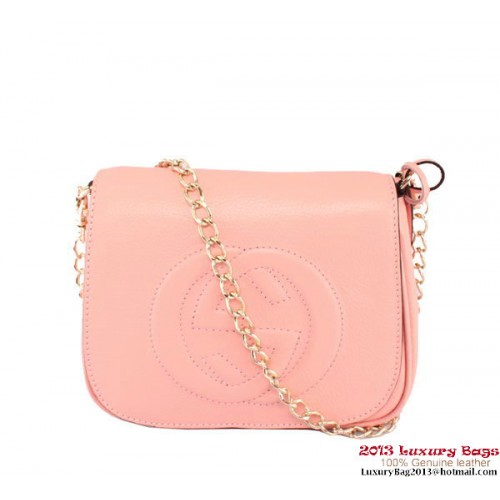 Bolso de hombro con cadena de cuero Gucci Soho 323190 Rosa