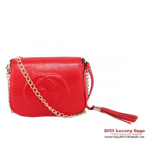 Bolso de hombro con cadena de cuero Gucci Soho 323190 rojo