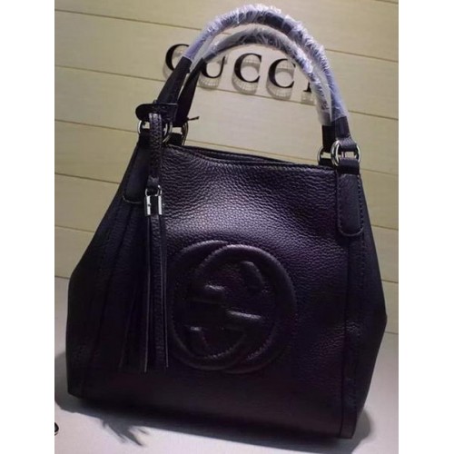Gucci Soho Bolso de hombro de cuero 336751 Negro