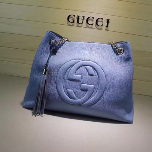 Gucci Soho Bolso Tote Mediano Piel De Becerro 308982 Azul Gucci Soho Bolso Tote Mediano Piel De Becerro 308982 Azul