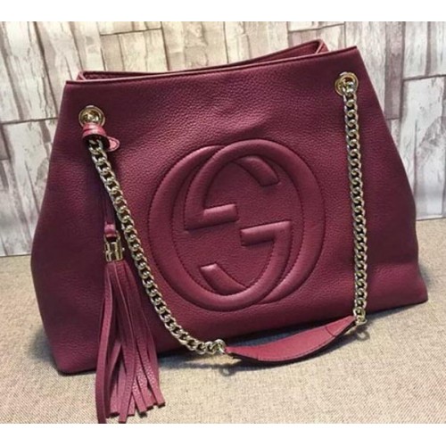 Gucci Soho Bolso tote mediano Piel de becerro 308982 Granate