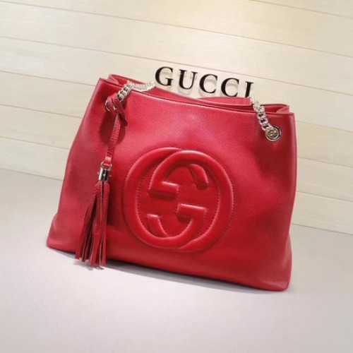 Gucci Soho Bolso Tote Mediano Piel De Becerro 308982 Rojo