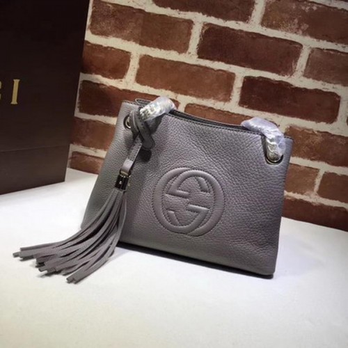 Gucci Soho Small Tote Bag Piel de becerro 387043 Gris