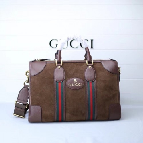 Bolso de viaje Gucci Suede con Web 459311 marrón