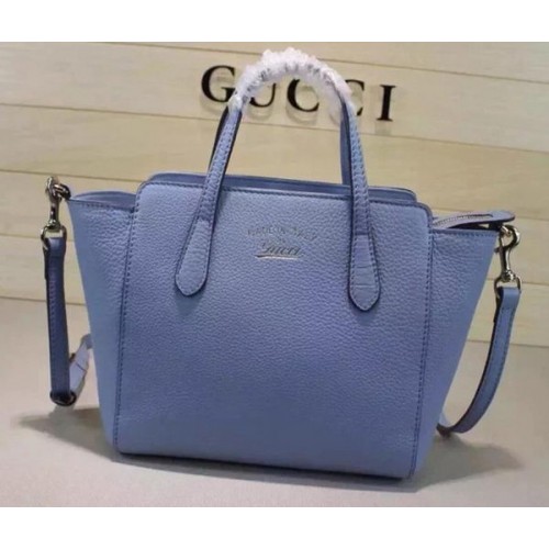 Gucci Swing Mini bolsos de cuero con asa superior 368827 azul claro