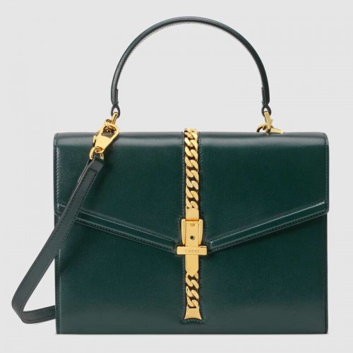 Gucci Sylvie 1969 bolso pequeño con asa superior 602781 verde