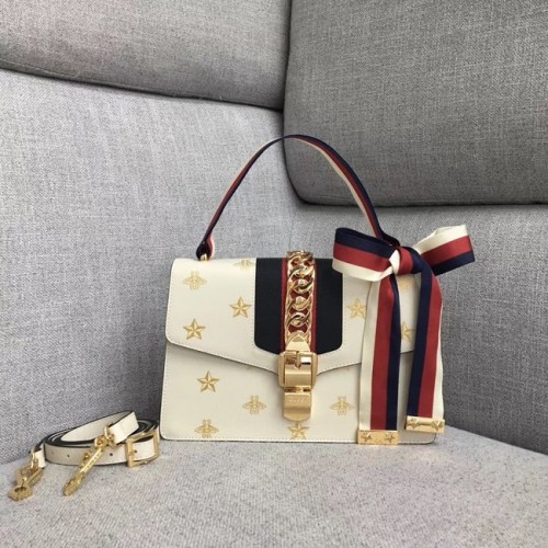 Gucci Sylvie Bee Star bolso de hombro pequeño A421882 blanco