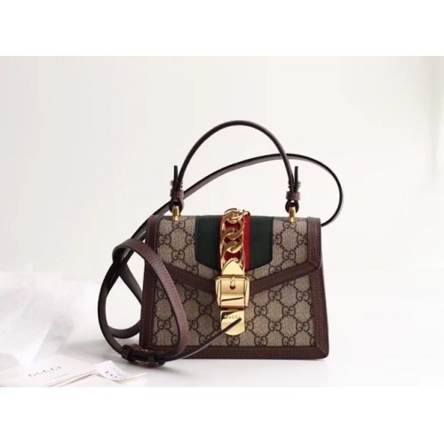 Gucci Sylvie GG Supreme minibolso de lona 470270 marrón