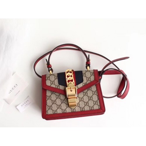 Gucci Sylvie GG Supreme mini bolso de lona 470270 rojo