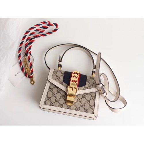 Gucci Sylvie GG Supreme mini bolso de lona 470270 blanco