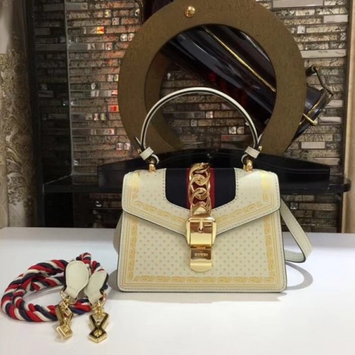 Gucci Sylvie cuero mini bolso 470270 crema