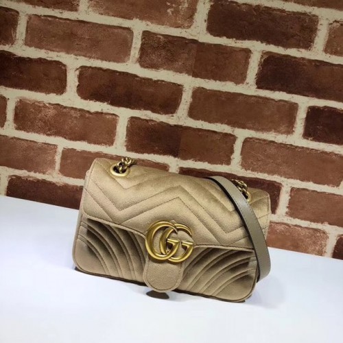 Gucci Terciopelo GG Bolso De Hombro 446744 Caqui