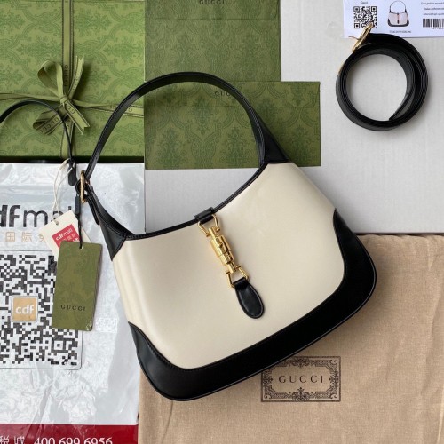 Gucci Vintage Jackie 1961 Bolso hobo de cuero original 636706 Blanco Negro