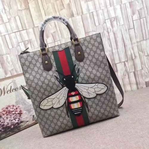 Gucci Web Animalier GG Supreme Tote con Abeja 437549 Marrón