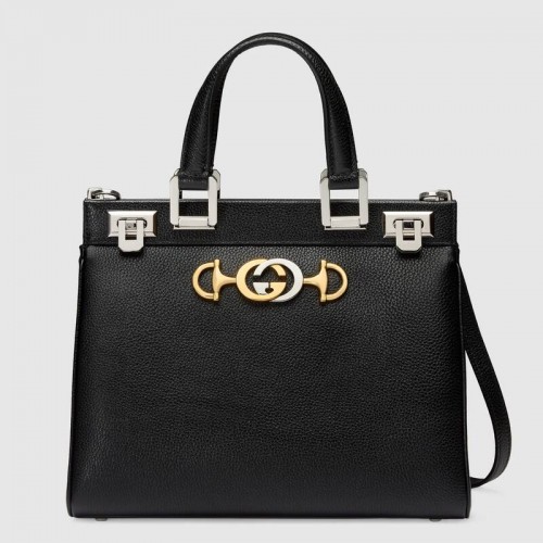Gucci Zumi bolso pequeño con asa superior de cuero granulado 569712 Negro