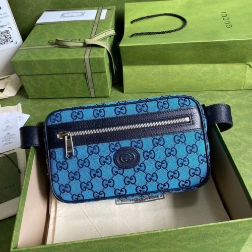 Gucci diagonal matelasse GG canvas Belt Bag 658657 azul