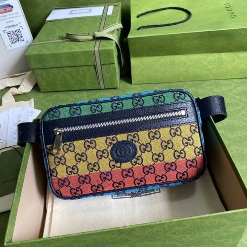 Gucci diagonal matelasse GG canvas Belt Bag 658657 verde amarillo rojo rosa