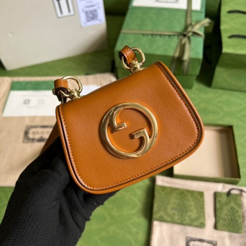 Gucci mini Blondie tarjetero cartera 698635 Naranja oscuro