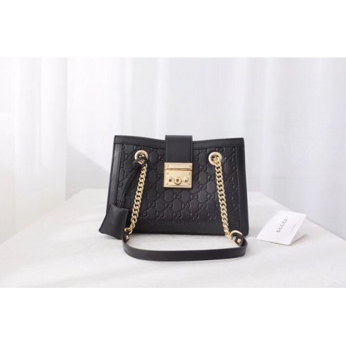 Bolso bandolera Gucci de cuero original Padlock 498156 negro