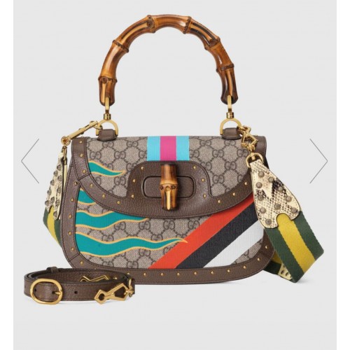 Bolso de mano Gucci con estampado de colores Bamboo 675798