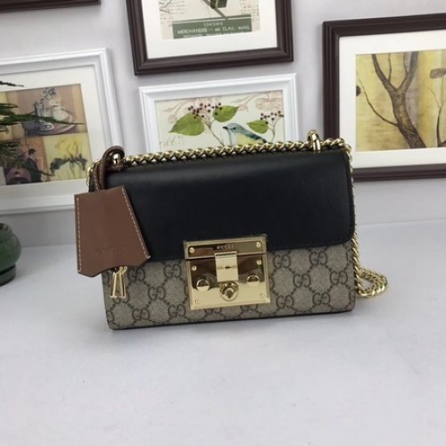 Gucci Padlock GG Supreme Bolsos de Hombro 409487 Negro
