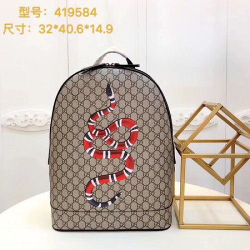 Mochila Gucci Kingsnake Print GG Supreme 419584 Marrón