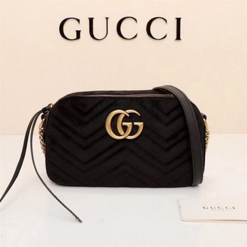 Gucci GG Marmont Matelasse Terciopelo Bolsa De Hombro 447632 Negro