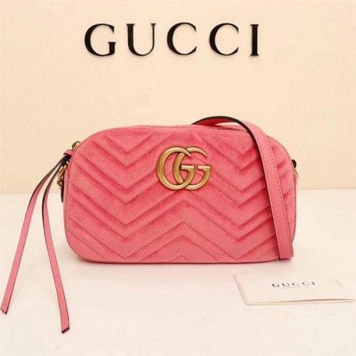 Gucci GG Marmont Matelasse Terciopelo Bolsa De Hombro 447632 Rosa