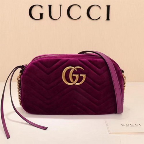 Gucci GG Marmont Matelasse Terciopelo Bolsa De Hombro 447632 Púrpura