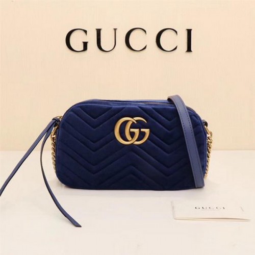 Gucci GG Marmont Matelasse Bolso de hombro de terciopelo 447632 Royal