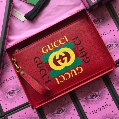Gucci GG Marmont Cartera de piel de becerro 466489 Rojo