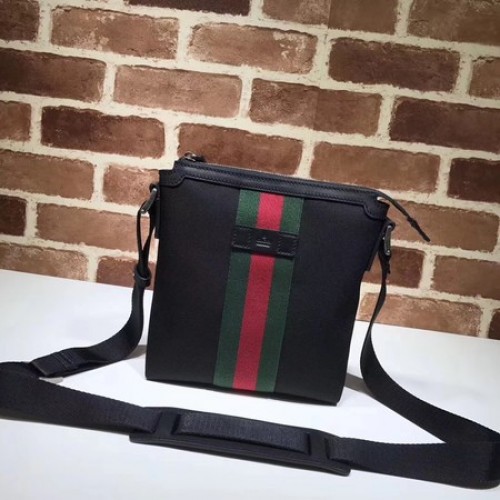 Gucci Web GG Supreme Flat Messenger Bag 471454 Negro