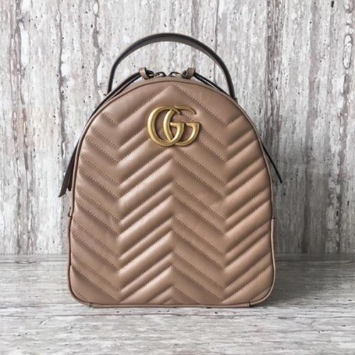 Gucci GG Marmont Mochila de cuero acolchado 476671 Albaricoque