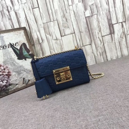Gucci Padlock Signature Bolso de hombro 409487 Azul