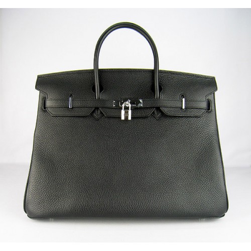 Hermes Birkin 40CM Togo Bolsa Negro 6099 Plata