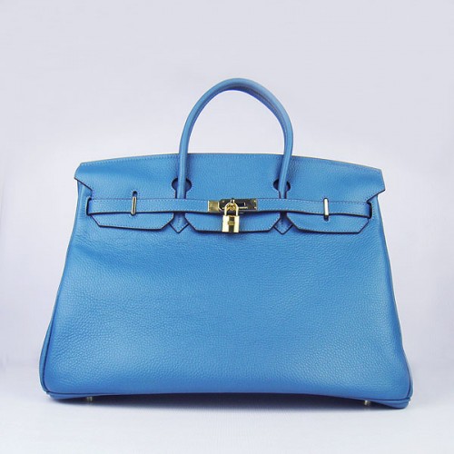Hermes Birkin 6099 40CM Togo Bag Blue Gold candado