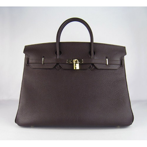 Hermes Birkin 40CM Togo Bolsa Café Oscuro 6099 Oro