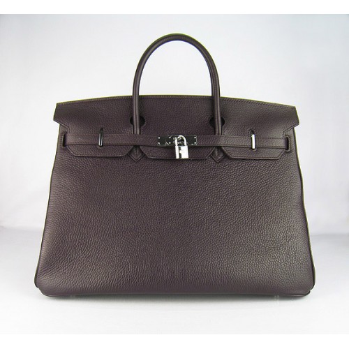 Hermes Birkin 40CM Togo Bolsa Café Oscuro 6099 Plata
