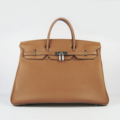 Hermes Birkin 40CM Togo Bolso Luz Café 6099 Plata