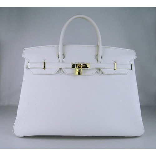 Hermes Birkin 40CM Togo Bolsa Blanco 6099 Oro