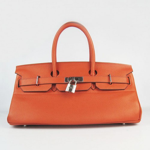 Hermes Birkin 6109 Togo Bolso de cuero Naranja 42cm Plata