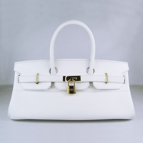 Hermes Birkin 6109 Togo Bolso de cuero Blanco 42cm Oro