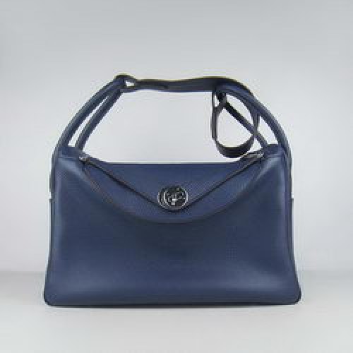 Hermes Lindy 34CM Bolso de Hombro Azul Oscuro