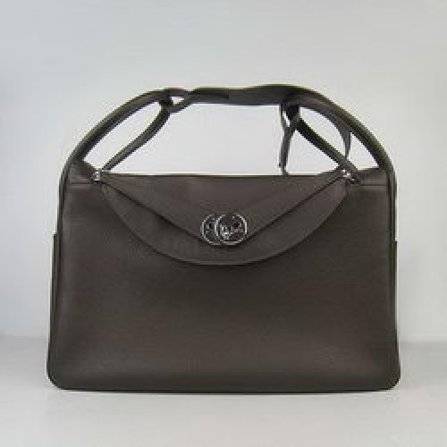 Hermes Lindy 34CM Bolso de Hombro Café Oscuro