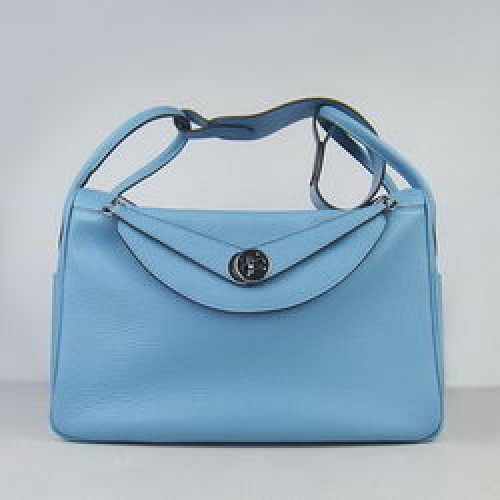 Hermes Lindy 34CM Bolso de Hombro Azul Claro