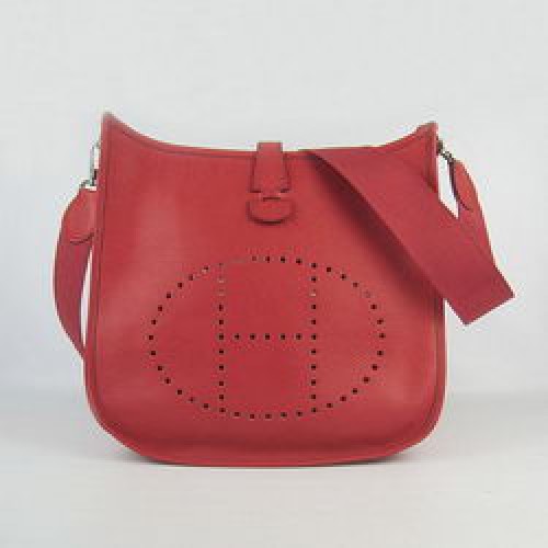 Hermes Cowhide Evelyne Messenger Bag 6309 Rojo