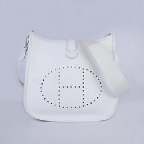 Hermes Cowhide Evelyne Messenger Bag 6309 Blanco