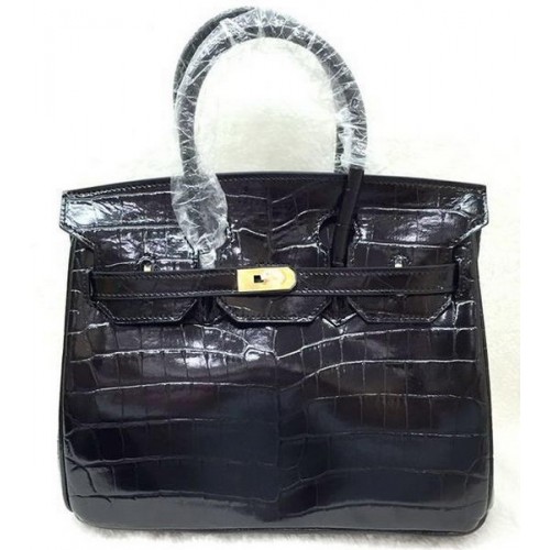 Hermes Birkin 25CM Tote Bag Croco Leather H25TCO Negro