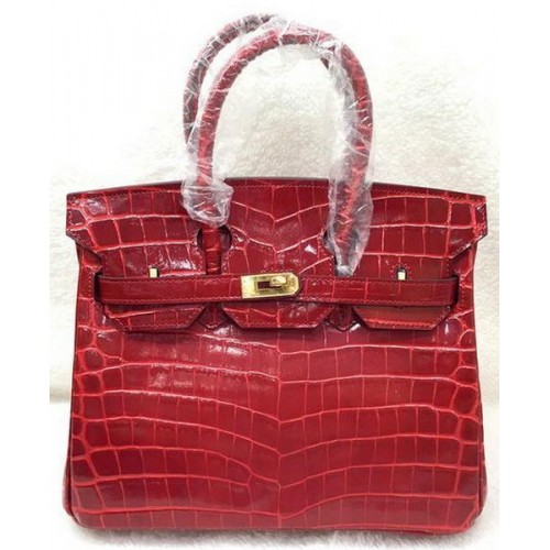 Hermes Birkin 25CM Tote Bag Croco Leather H25TCO Rojo