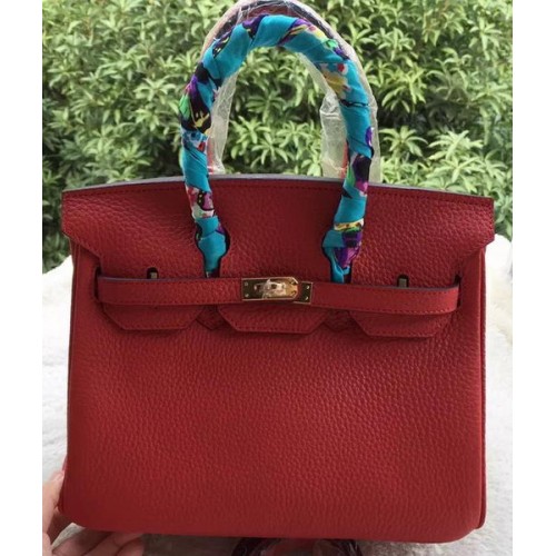 Hermes Birkin 25CM Tote Bag Litchi Leather H25T Rojo